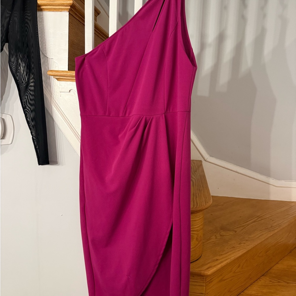 Elegant One-Shoulder Pink Dress